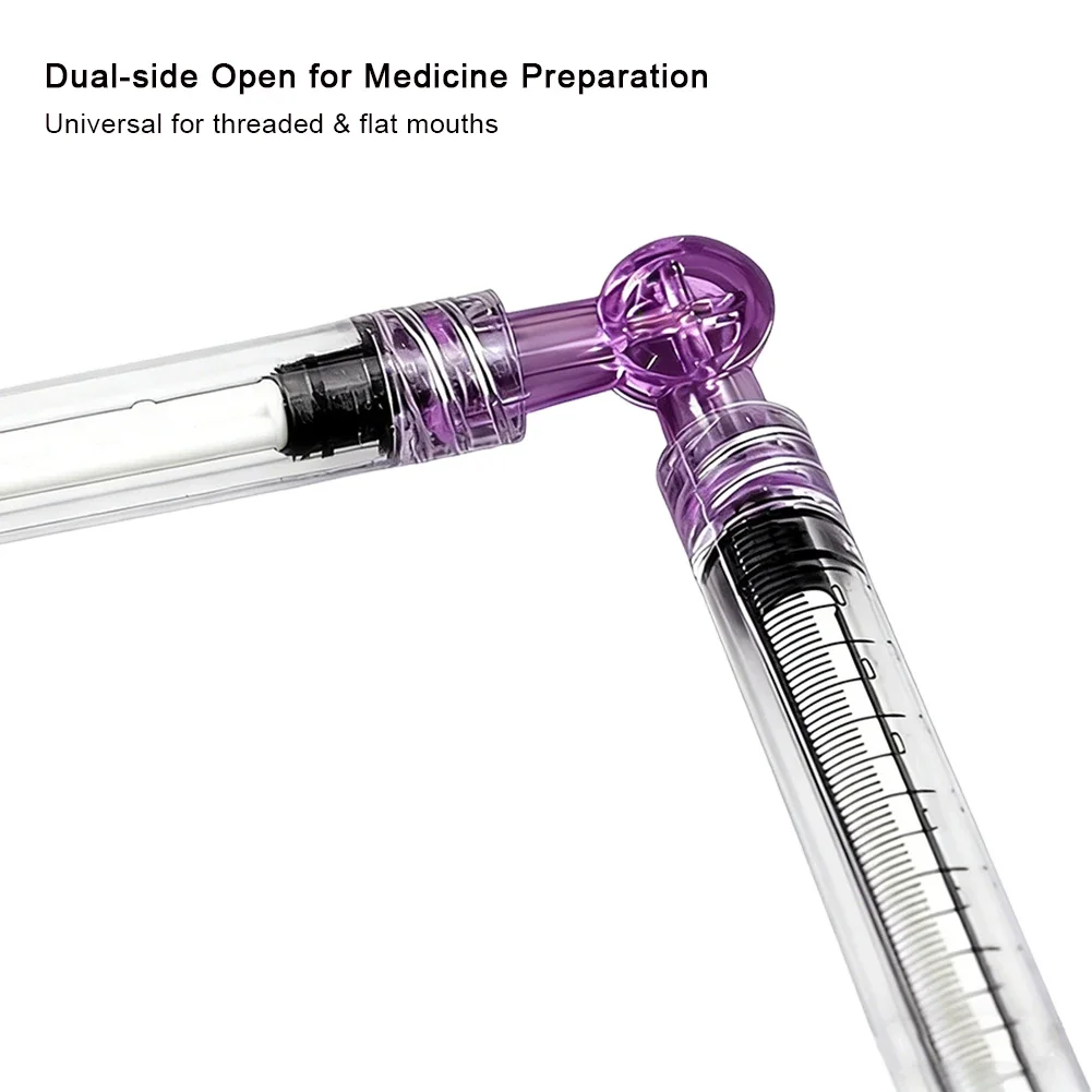Adaptateur de rinçage de seringue à robinet bidirectionnel avec valve Luer Lock – Outil médical clinique hospitalier
