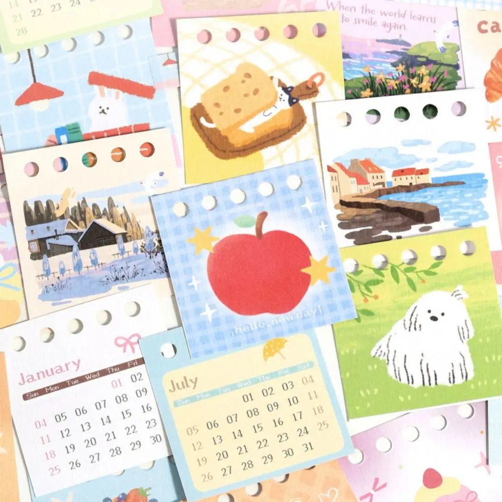 Oct. 2025 - Feb. 2027 Mini Desk Calendar Thick Paper Cartoon Design Desktop Display Calendar Daily Study Cute English Calendar