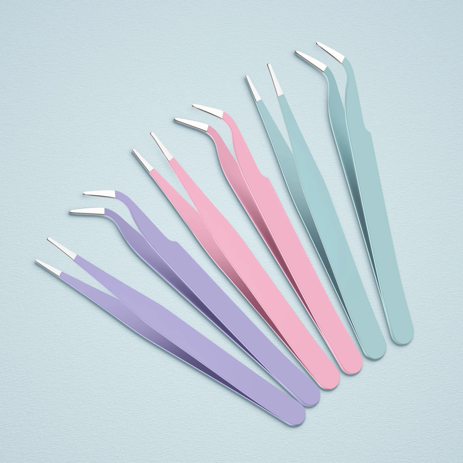 2pcs Stainless Steel Precision Tweezers Straight And Curved Head Tweezers Color Scrapbook Tweezers Pink Green Purple Black