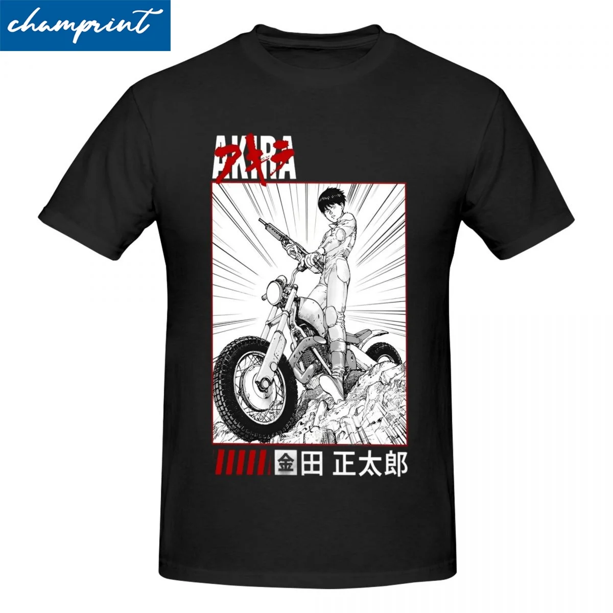 Funny Akira T-Shirt Men's Cotton Short Sleeve Cyberpunk 80s Movie Anime Manga Vintage Crewneck Tops Shirts