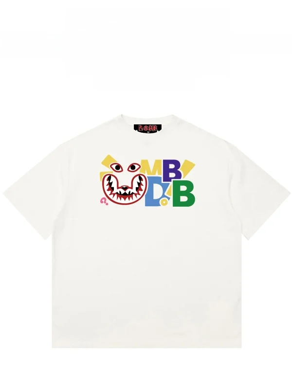 Camiseta Oversize de Algodón Losb Unisex de Manga Corta con Estampado de Letras Americanas, Transpirable, Estilo Urbano, Cuel...