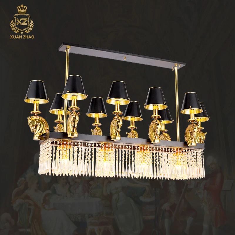 

XUANZHAO Home Lighting Indoor Dining Room Pendant Lamp Led French Style Brass Crystal Chandelier