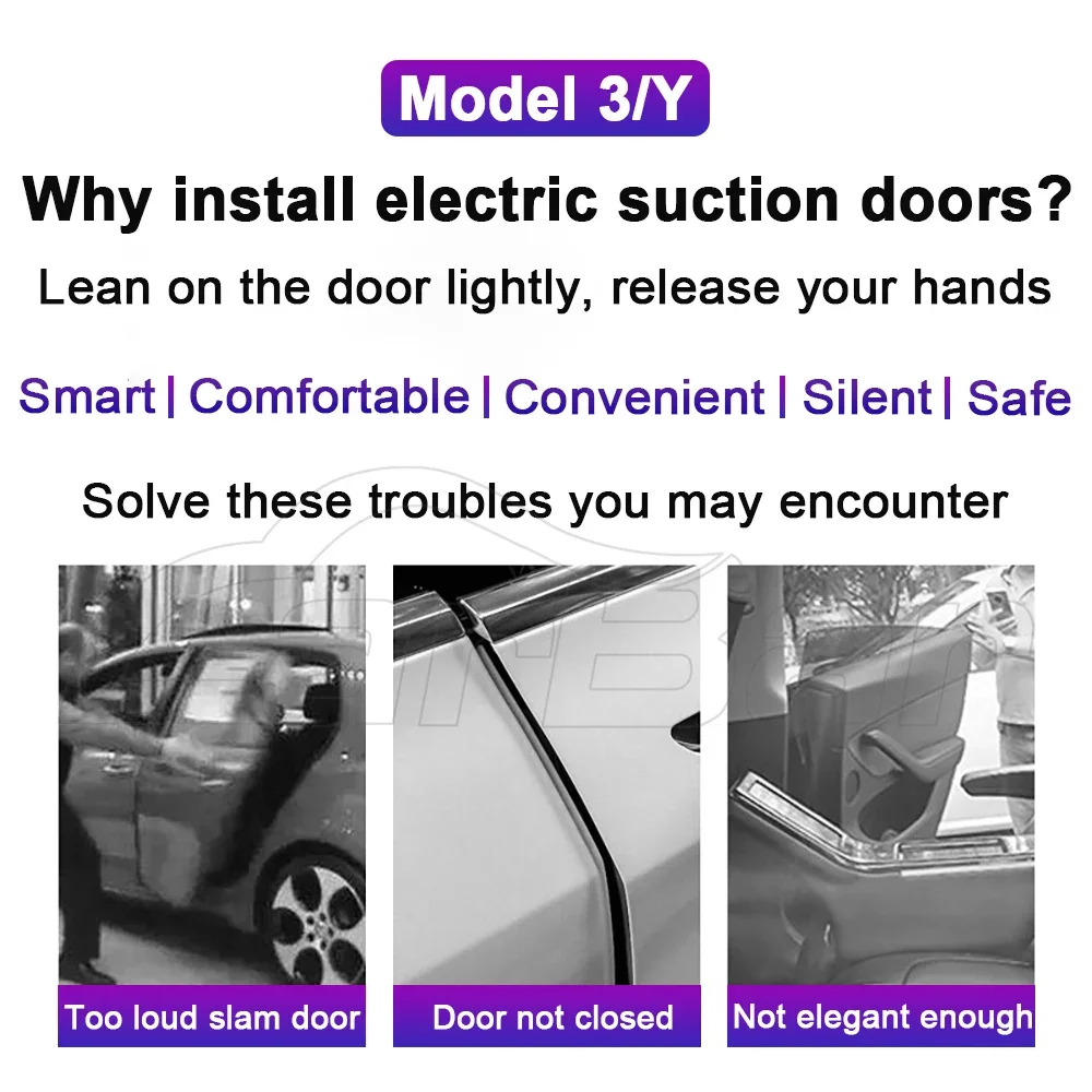 Smart Electric Suction Door Lock Super Silence Anti Pinch Automatic Soft Close Vehicle Door Electric Suction Door for  Model Y