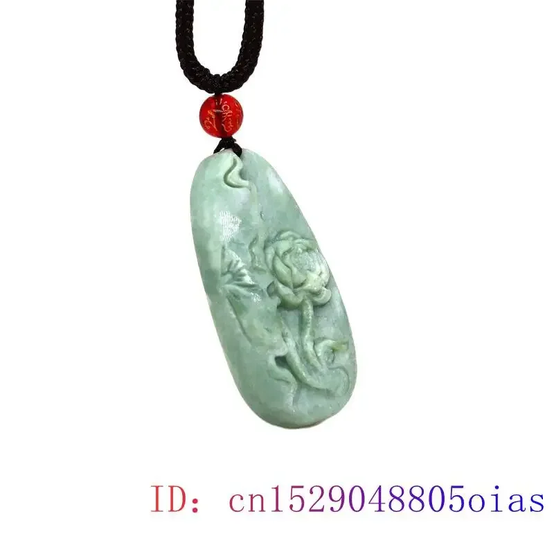 Jade Lotus Pendant Charm Men Necklaces Natural Necklace Vintage Pendants Green Charms Jewelry Carved Luxury Flower Man