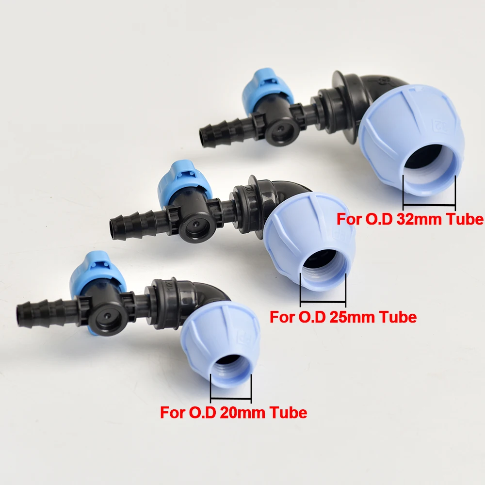 90 Angle Elbow Connector, Pe PVC Tube Joint For 20/25/32mm with 16mm Barb Garden Irrigation Fittings  Water irrigation system