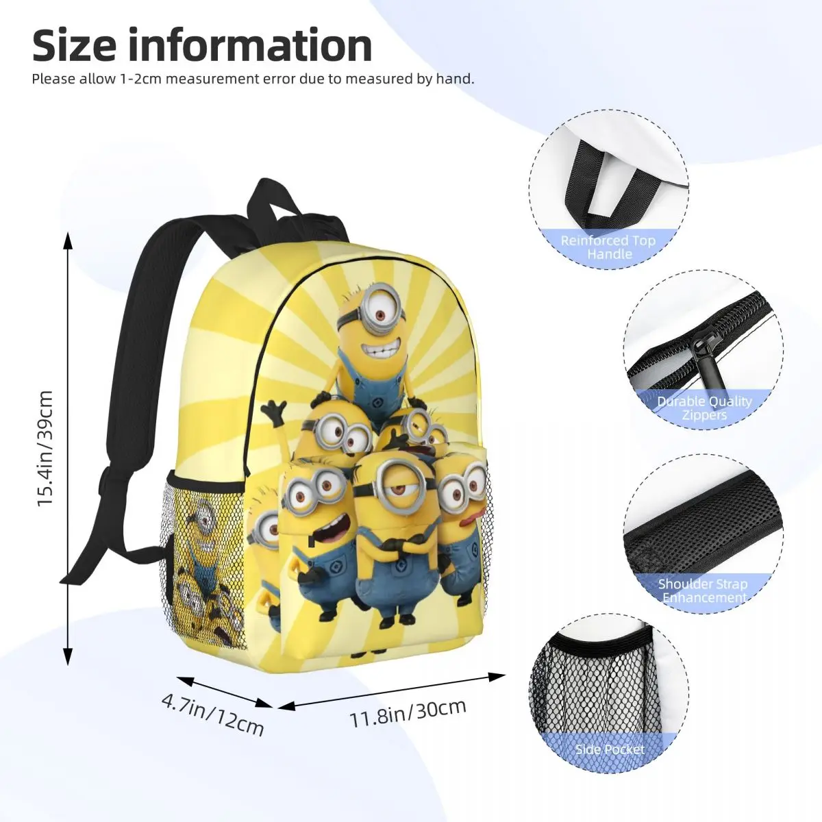 Mochila Durável Minions, Design Ergonômico Leve, Conforto e Conveniência, 15"