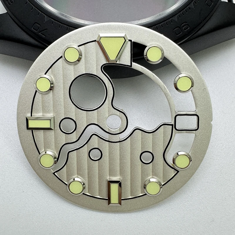 28,5 мм без логотипа, циферблат для часов, полый дизайн, зеленый светящийся циферблат, циферблат для часов NH35/NH36, модифицированный механизм, ремонт