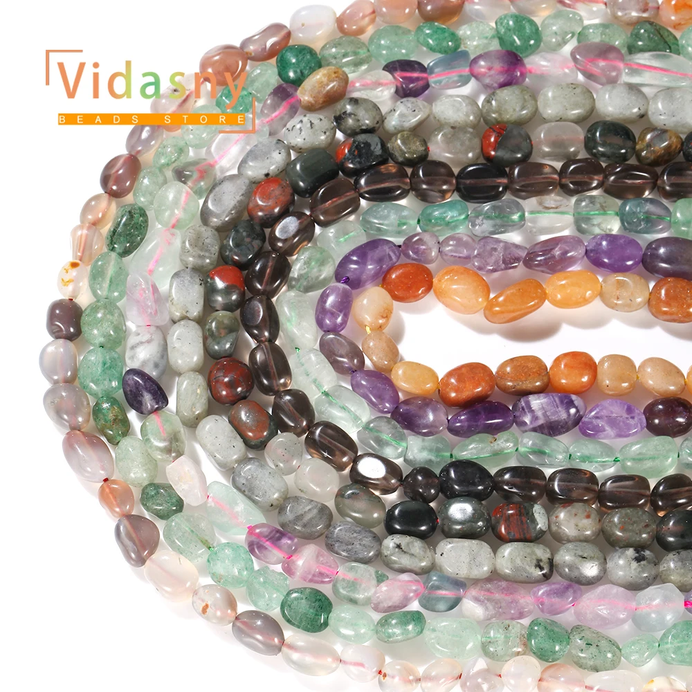 8-10mm Naturstein-Achat-Amethyst Unregelmäßige Ovale Lose Perlen für Schmuckherstellung, DIY-Armbänder und Zubehör – Detail 4
