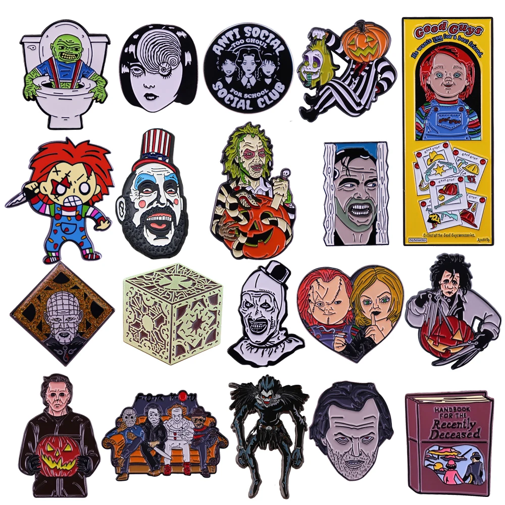 Horror Movie Halloween Gift Lapel Pins for Backpacks Enamel Pins Brooches for Clothes Briefcase Badges Fashion Accessories