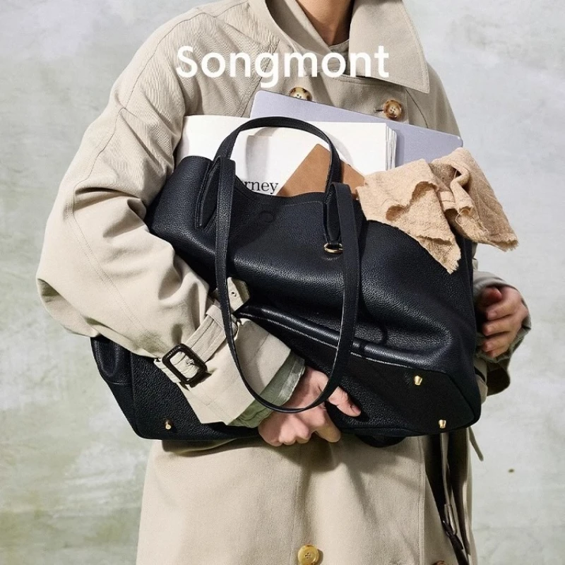 Songmont trace series tote bag women's head layer cowhide large capacity commuter shoulder handbag