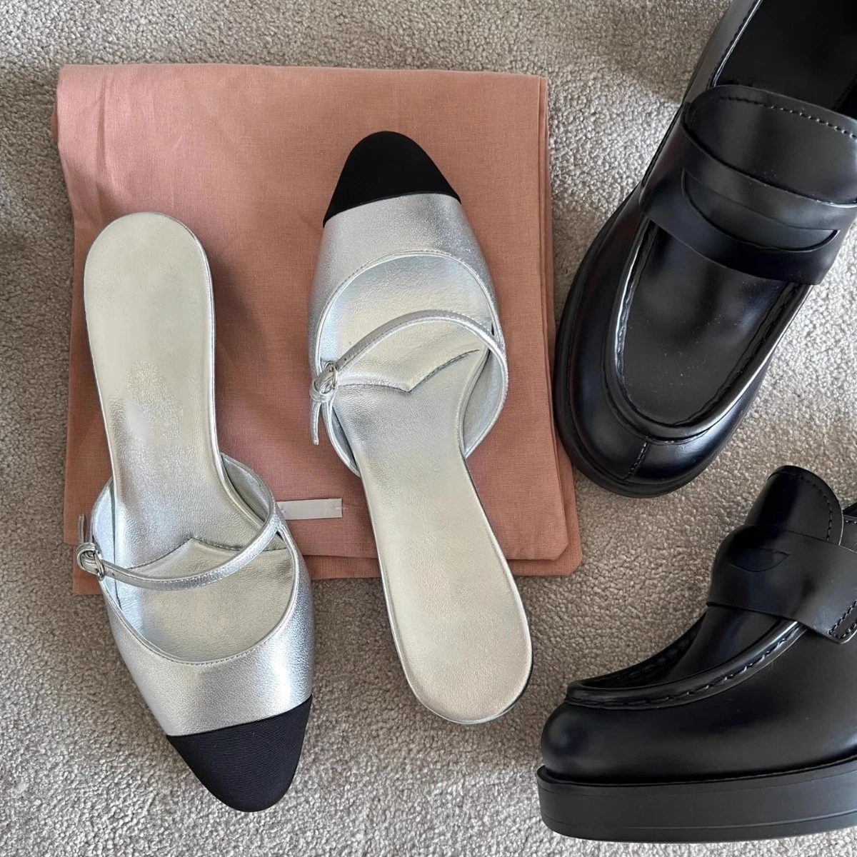

2026 Summer New Women's Color Block Genuine Leather Slide Sandals Single Strap Kitten Heel Mules Casual Outdoor Shoes