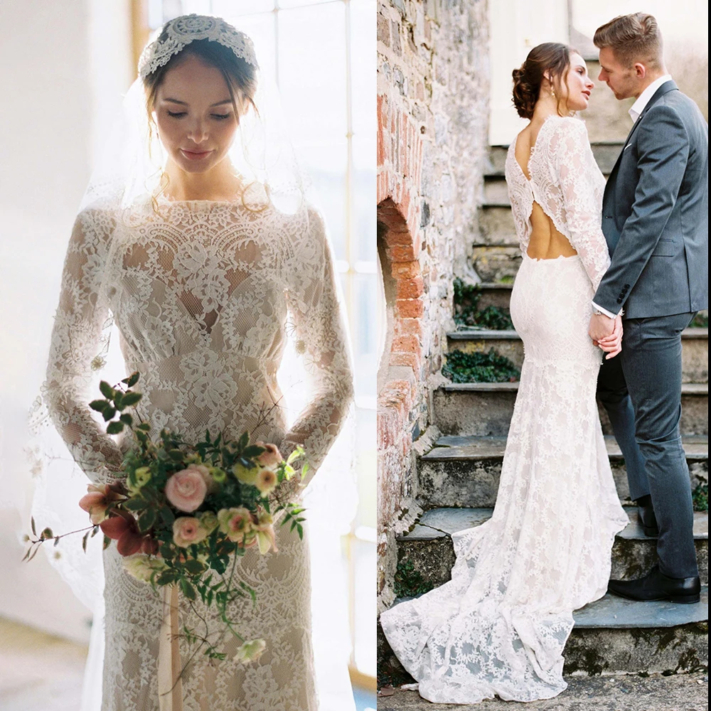 Real Photo Kurzen Flare Ärmeln Boho Spitze Hochzeit Kleider Plus Größe Nach Maß EINE Linie Backless Hinterhof Garten V Neck braut Kleid