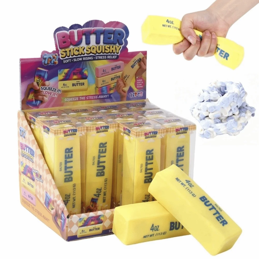 Round Blocks Filled Butter Stick Fidget Toy Buliding Block Crunchy Butter Stick Squishy Toy Elastic Non Rebound Cheese Stick Toy