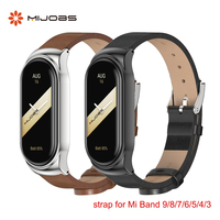 Strap for Mi Band 9 8 7 6 5 4 3 Leather Wristband For Xiaomi Smart Band 8 7 6 Global Version Bracelet for Mi Band 5 6 7 8 Correa