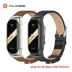 Strap for Mi Band 10 9 8 7 6 5 Leather Wristband For Xiaomi Smart Band 8 7 6 Global Version Bracelet for Mi Band 8 Correa