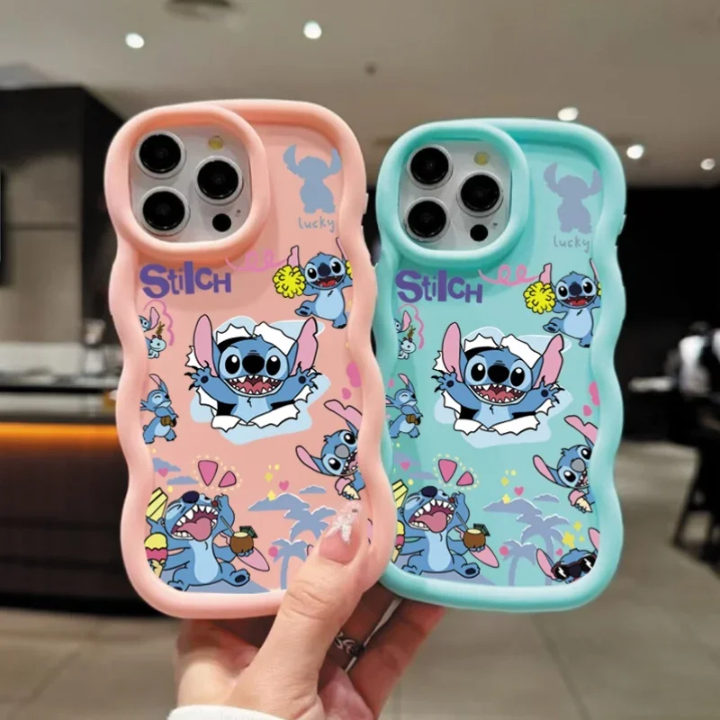 لطيف الرقص غرزة جراب هاتف آيفون 16 17 14 15 13 12 11 برو ماكس زائد لينة سيليكون موجة الجانب الكرتون لون الحلوى غطاء #2