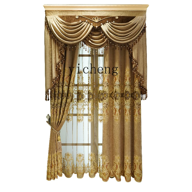 

ZC Custom Curtains New Embroidered European Chenille Living Room Luxurious Elegant Balcony Bedroom High-End