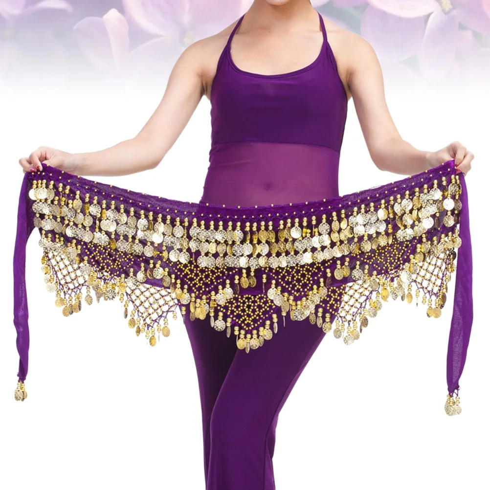 허리 체인 여성 보헤미안 벨리댄스 벨트 수제 금색 구슬 동전 힙 스카프 랩 쉬폰 댄스 액세서리