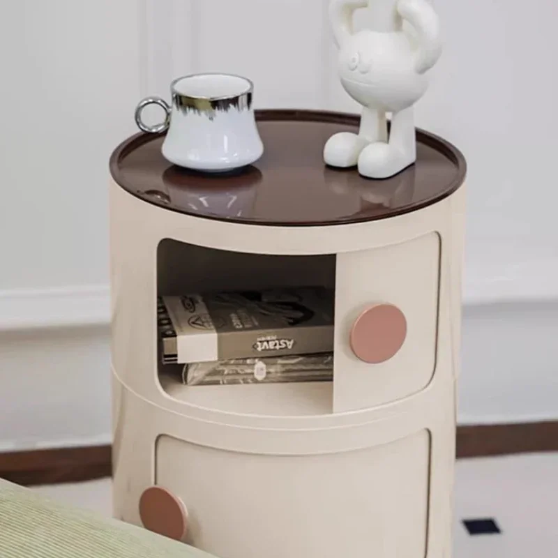 Nordic Bedside Table Circular Nightstand with Storage Space-Efficient Plastic Organizer for Modern Bedrooms image 6