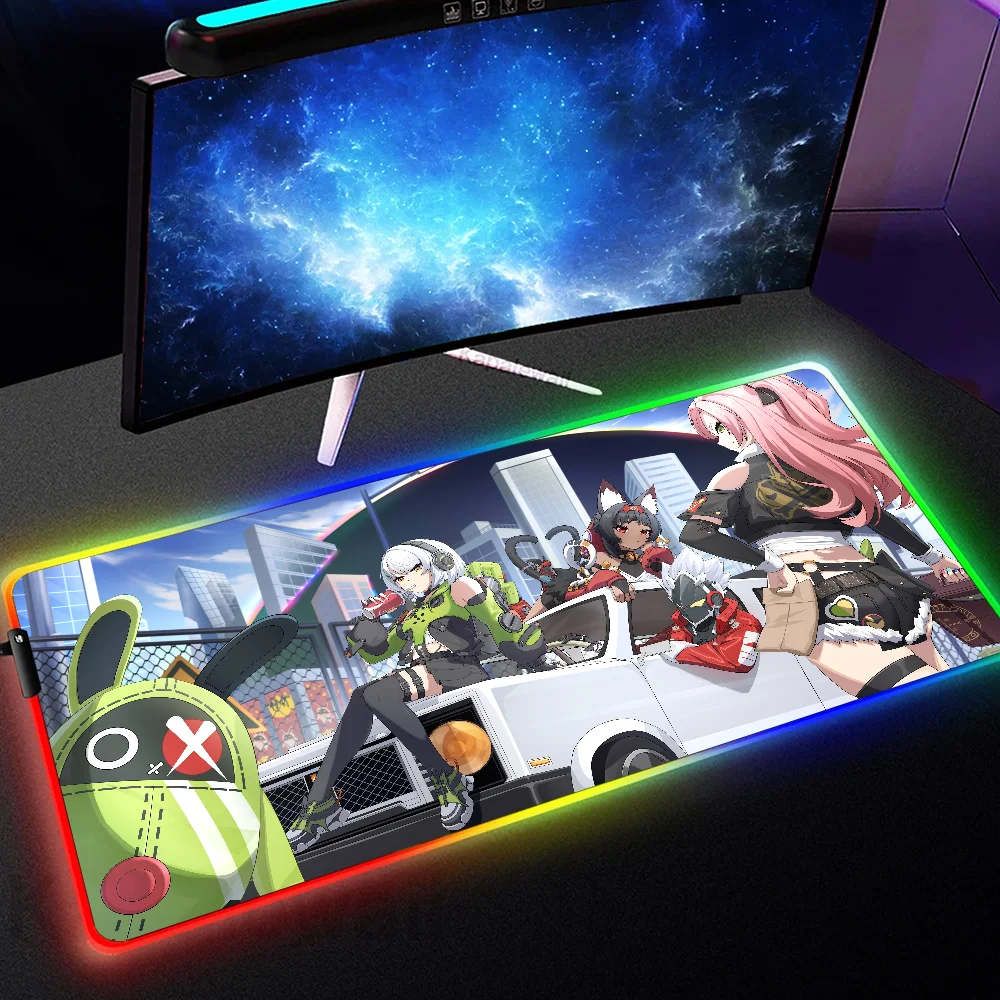 Imagem -03 - Anime Rgb Mouse Pad Rgb Mouse Pad Anby Derama Zenless Zero Zone Laptop Mat 900x400 Teclado Backlit Gamer Girl Table Pads hd cs go