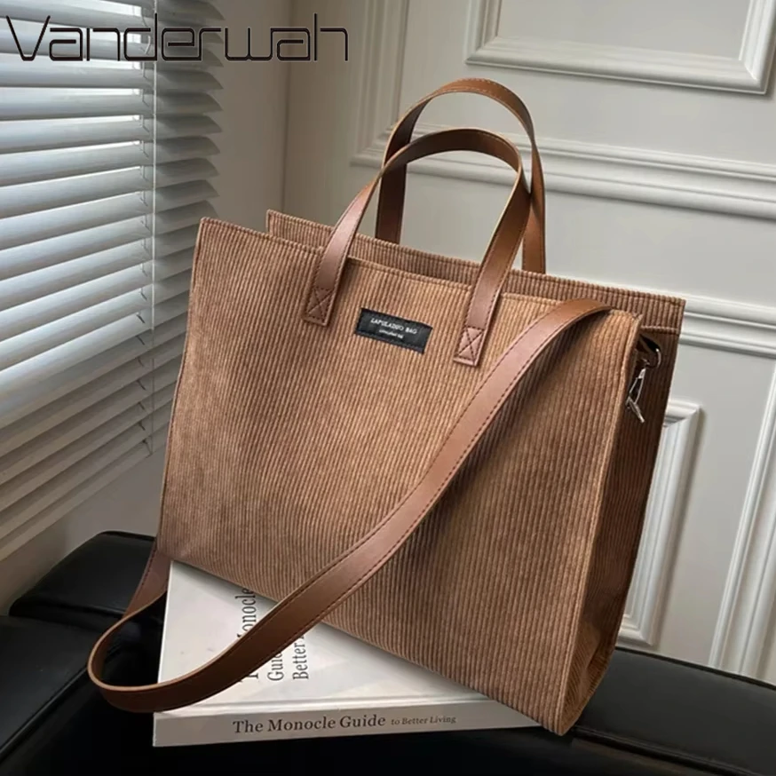 

Women Vintage Corduroy Handbag Luxury Designer Shoulder Crossbody Messenger Tote Bags For Girls Large Capacity Brand Shopper sac