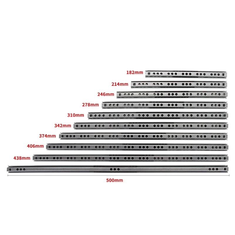 1Pair Micro Drawer Slide Ball Guide Two Sections 17mm Wide Steel Fold Drawer Steel Ball Slide Rail Furniture Hardware Fittings