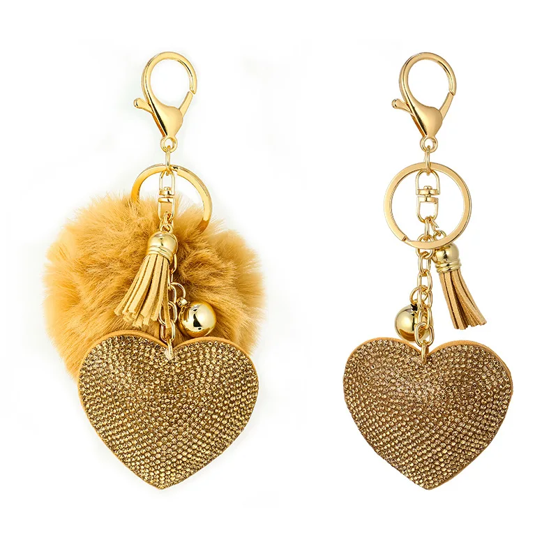 Pompom Keychains Rhinestone Women's Bags Key Ring Keyrings Pendants Automobile decoration room Suspension Decoration