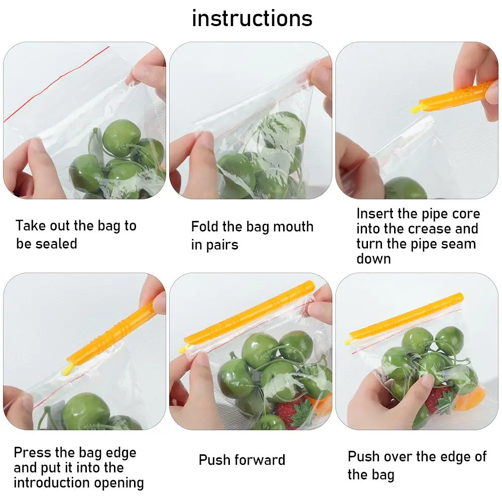 5PCS Magic Bag Sealer Stick Food Bag Sealing Clip Fresh Lock Stick Household Kitchen Storage Refrigeration Tool