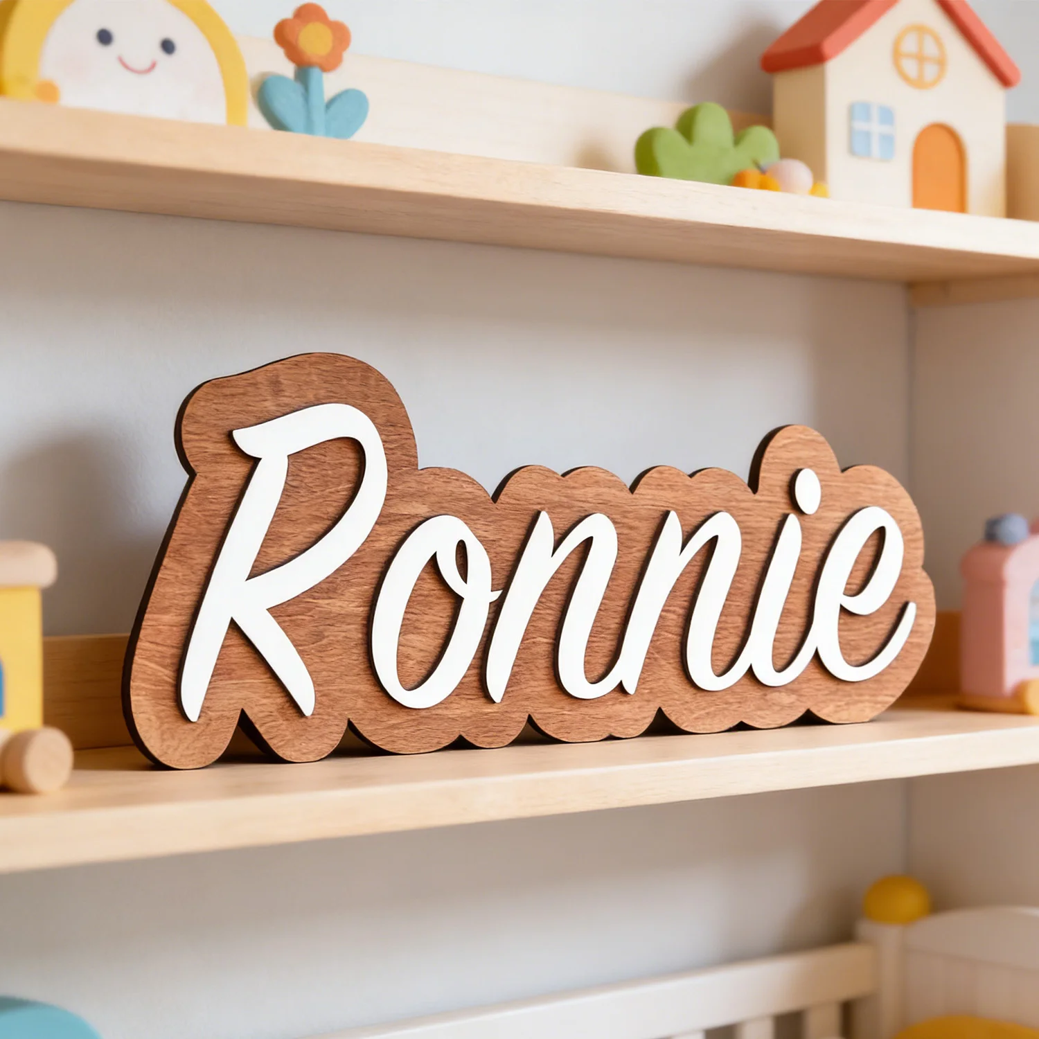 Customizable Rustic Cloud Wooden Name Sign, Nursery Door Plaque, Kids Room Decor, Lovely Handmade Keepsake Gift