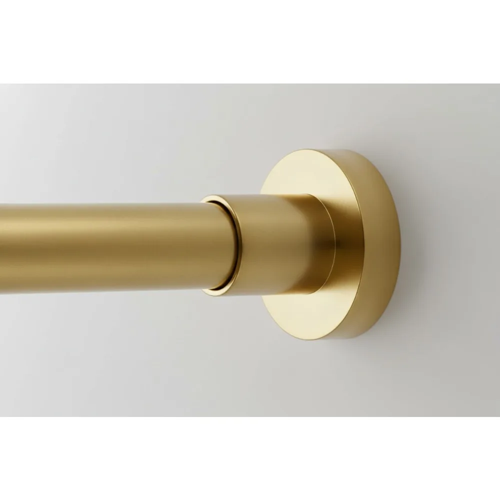 

Adjustable Tension Shower Rod 54-90 Inches, No Drill Non-Slip Gold Metal Steel for Bathroom Window Curtain