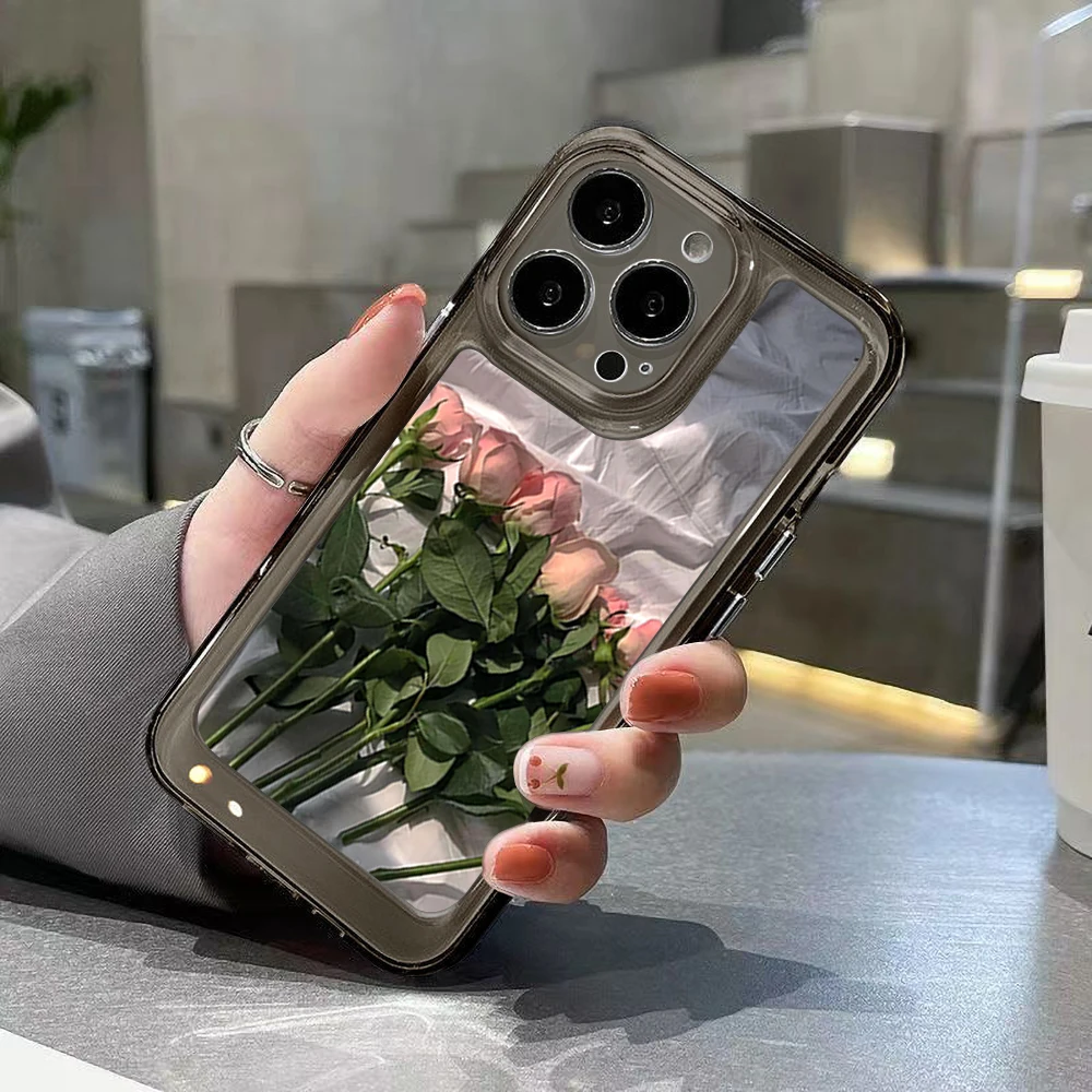 Clear TPU Flowers Rose Phone Case For iPhone 13 Pro Funda iPhone 16 15 11 14 12 Pro Max 7 8 SE Plus X XR XS Max 13pro Soft Cover