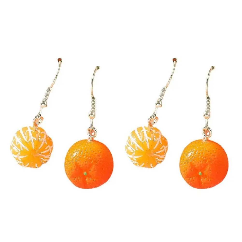 2 Pairs Resin Peel Earrings Bright Color Lightweight Fruit Design Fashion Ear Jewelry Safe Skin Excellent Workmanship