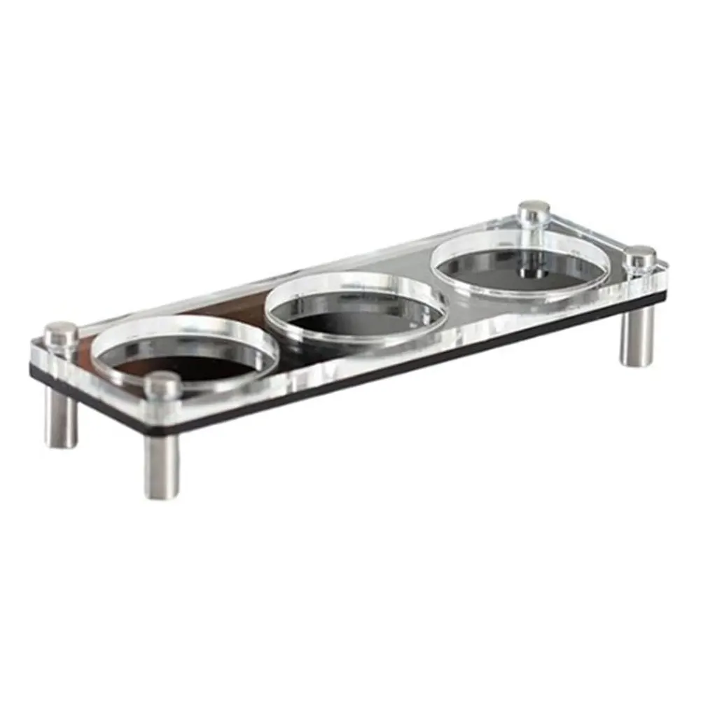 Saucer Storage Rack Acrylic Cup Holder Cafe Counter Two-tier Storage Acrylic Material Stainless Steel Supports For Coffee Cups