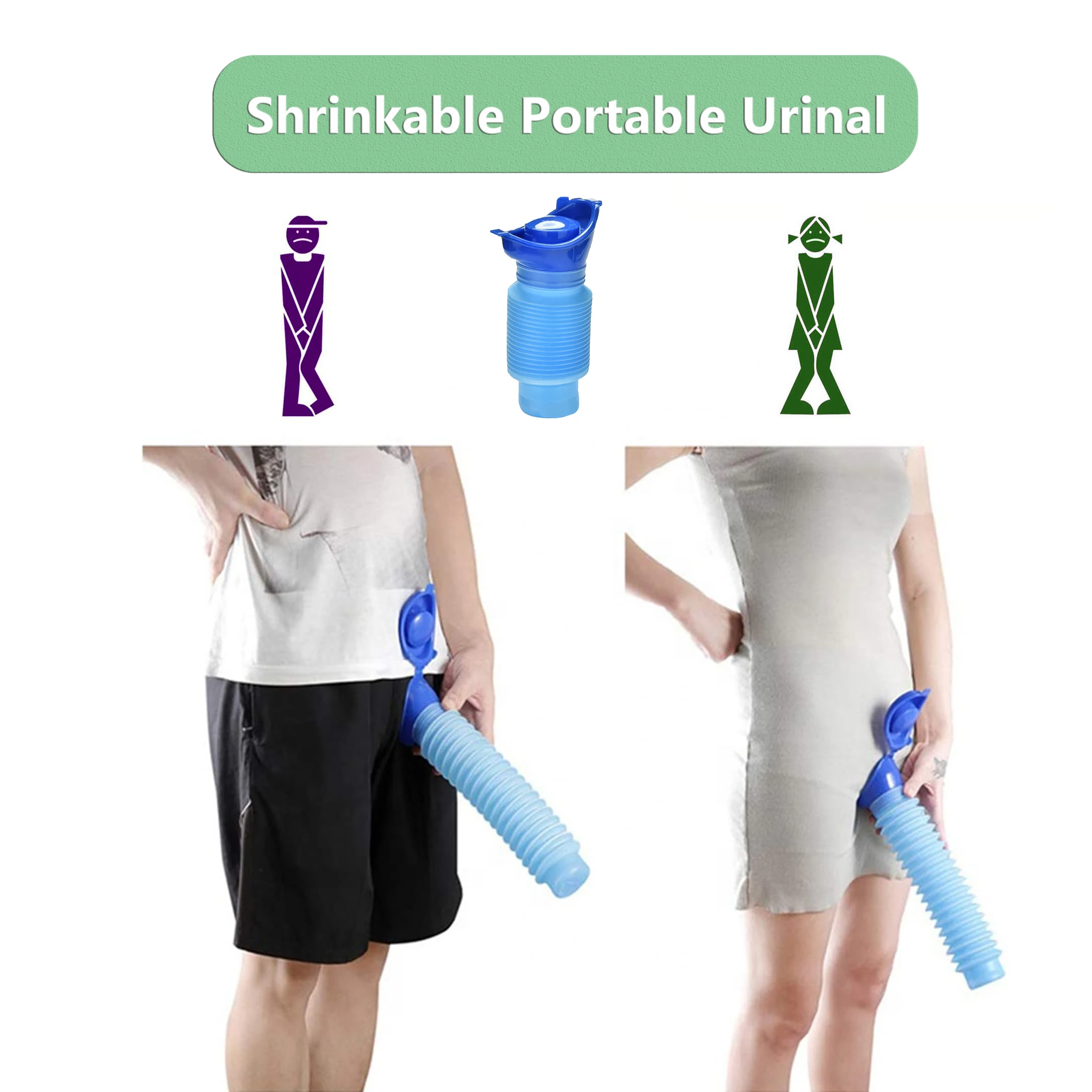 Shrinkable Portable Urinal 750ML Male Female Toilet Potty Pee Urine Bottle Emergency Urinal Camping Travel Car Travel Traffic