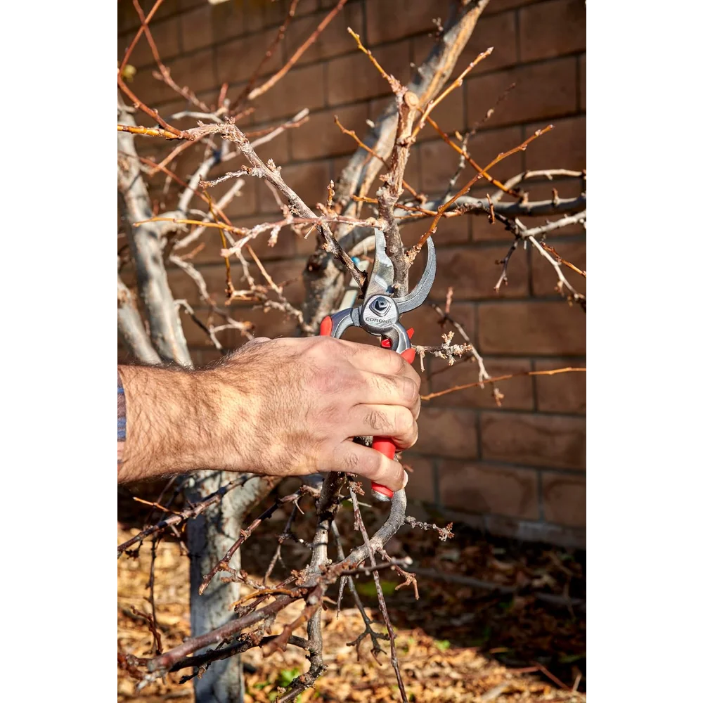 Podadora manual Corona BP 7100D de acero forjado DualCUT Bypass - Vástago de capacidad de corte de 1 pulgada y tijeras de jardín para ramas, rojo