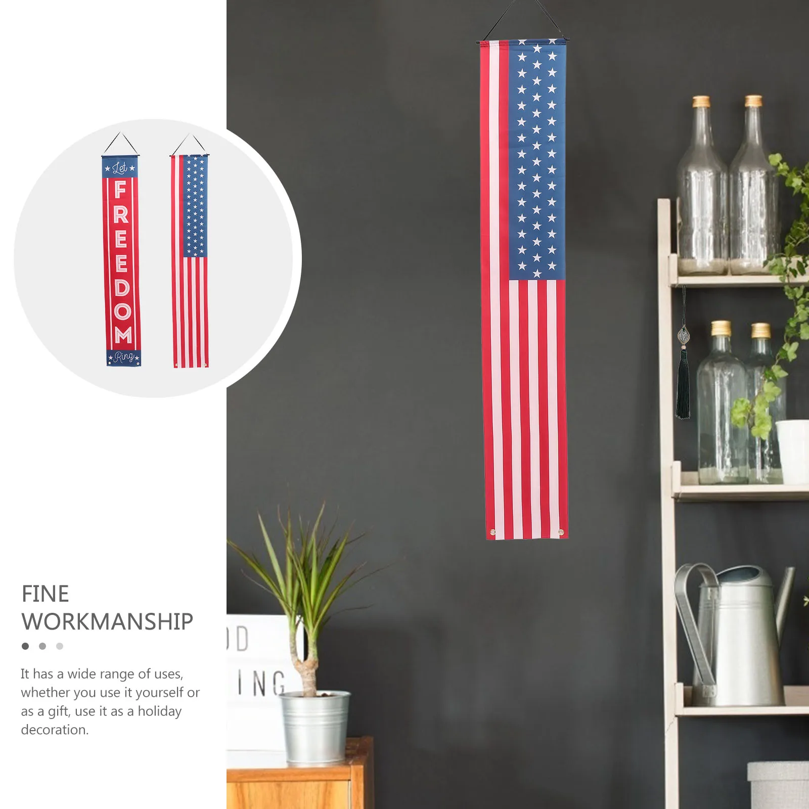 

Independence Day Banner Decorative Outdoor Hanging American Flag Polyester Door Decoration Holiday Garden Party