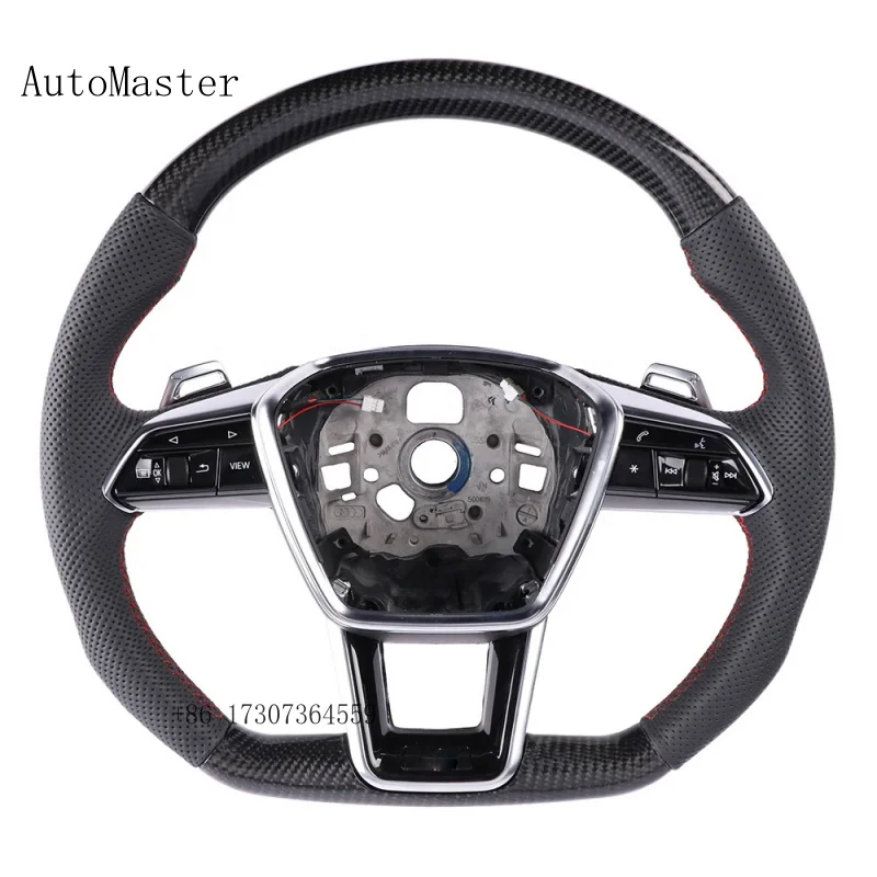 

Оптовая продажа: Новый руль из карбона с красной перфорацией для Audi A6