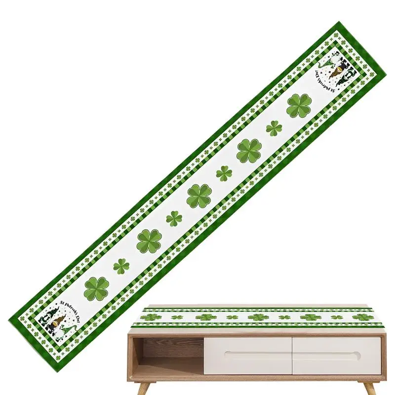 St Patricks Day Table Runner Long Table Runner Shamrock St Patricks Day Tablecloth for Indoor Outdoor Home Party Supplies