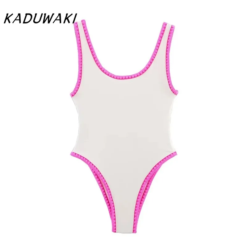

KADUWAKI American Summer Casual Spicy Girl Contrast Color Simple and Comfortable Sleeveless Round Neck Swimsuit Female Clothing