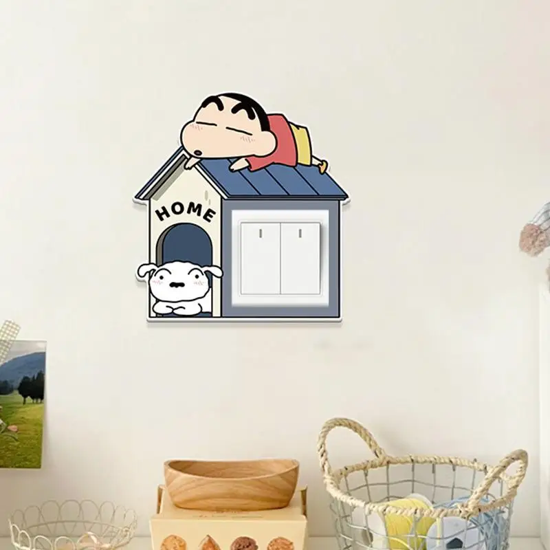 Cartoon Crayon Shin-Chan Switch Sticker Frame Cover Panel Socket Beschermhoes Verfraaiing Decoratie Sticker Groothandel