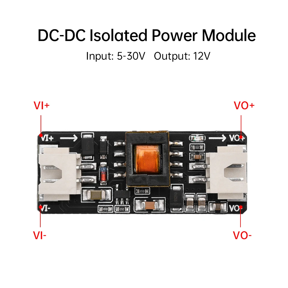 DC-DC Isolated Power Module DC5-36V to DC12V 5W with XH2.54 Wiring Terminals Cables