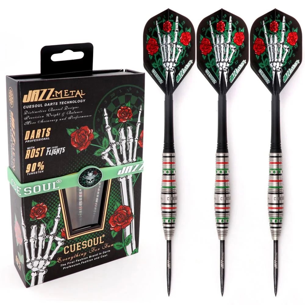 

CUESOUL JAZZ-METAL 21/23/25g Steel Tip Darts 90% Tungsten Dart Set with Integrated ROST Dart Flights and Wristband