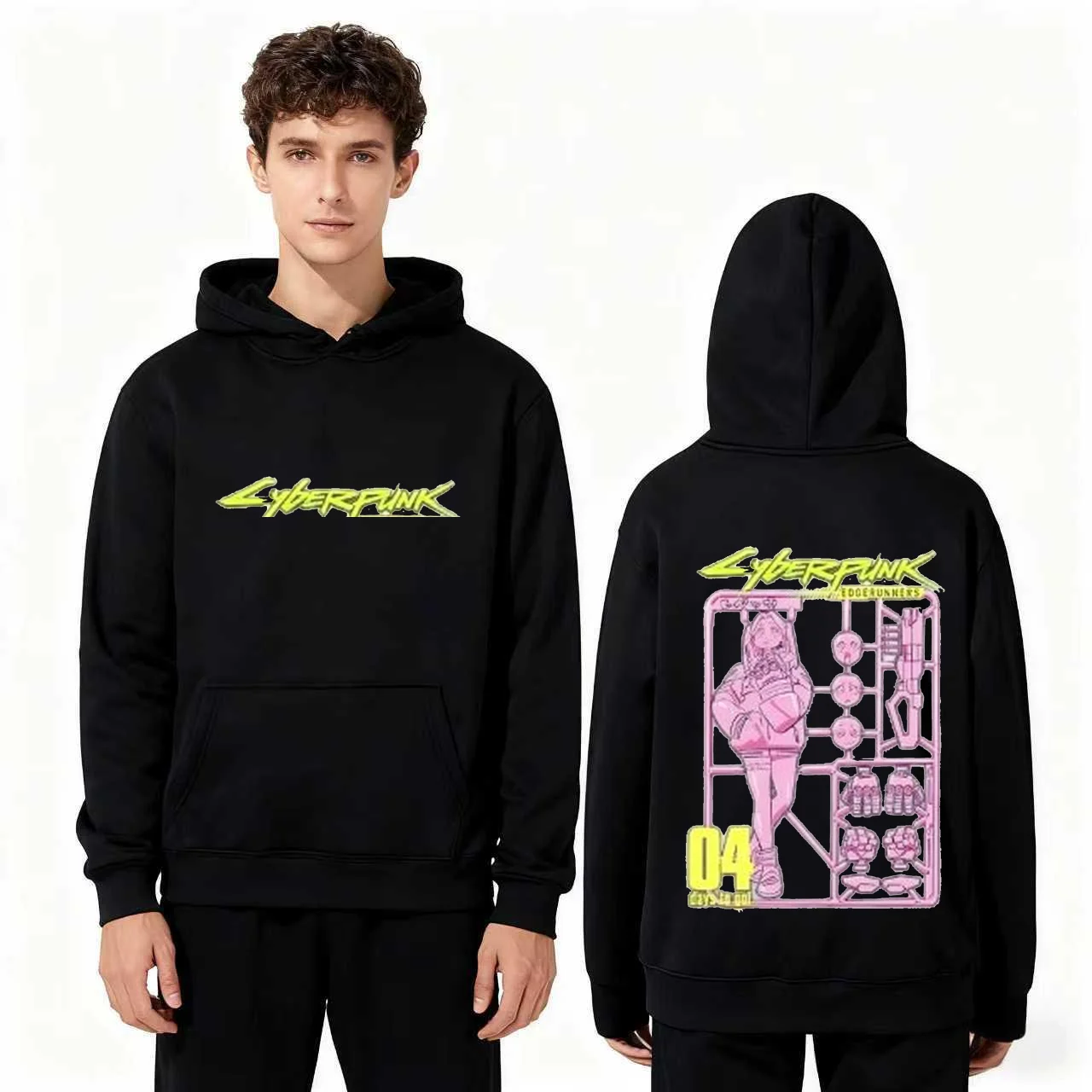 

Новинка 2025 года, 330 г, тяжелая толстовка с принтом персонажей в стиле киберпанк, удобная повседневная толстовка унисекс, уличная одежда для мужчин и женщин