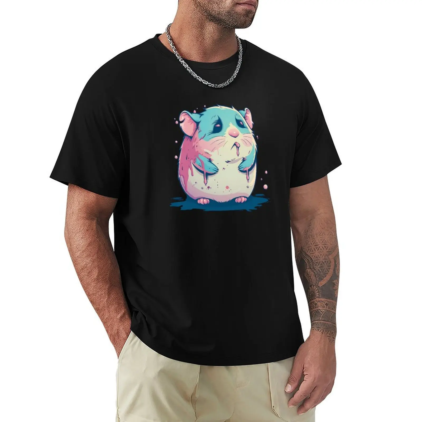 Sad Hamster Anime Vivid Colors T-shirt summer tops quick drying heavyweights anime mens graphic t-shirts hip hop