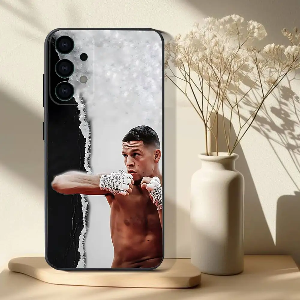 N-Nate D-Diaz ボクシング電話ケース サムスン S 25、24、23、22、30、21、10、9、ウルトラ、プラス、ライト、FE、4、5G ブラックソフトケース