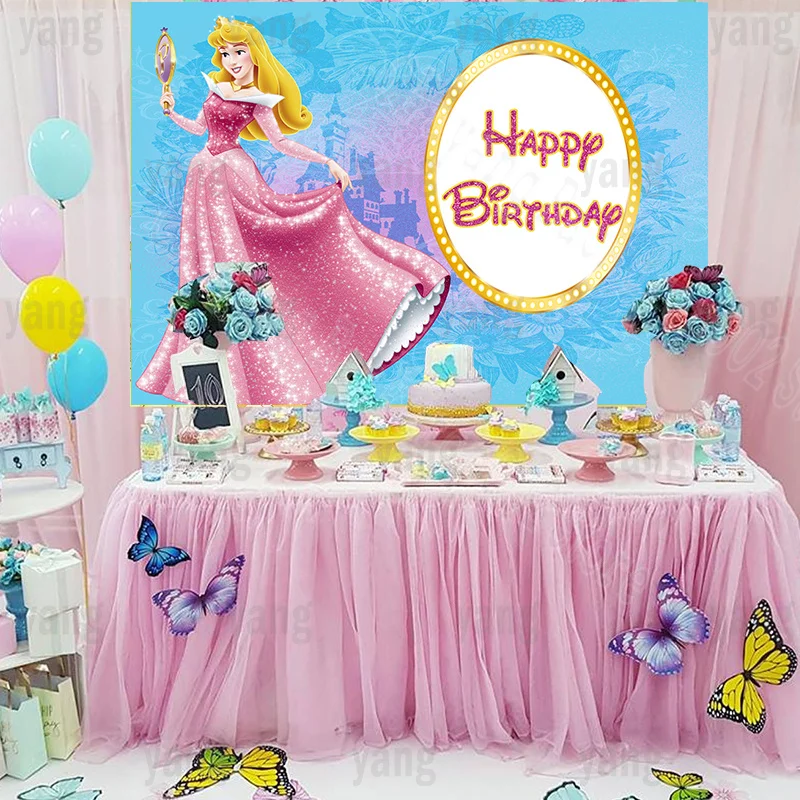 Disney Princess Sleeping Beauty Aurora Backdrop Birthday Party Decoration Supplies Magic Dreamy Birthday Photo Background