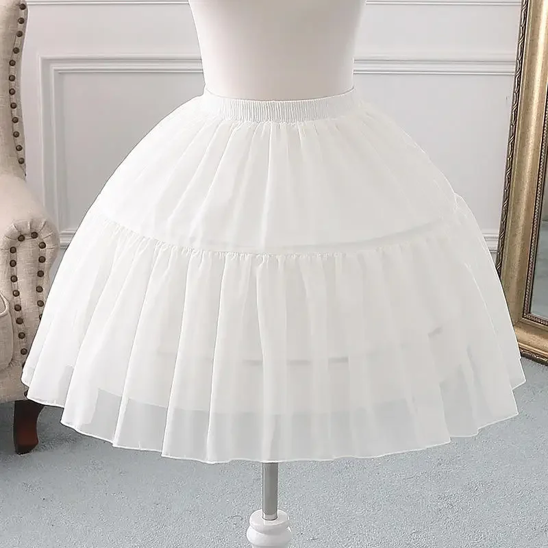 Ball Gown Underskirt Short Dress Cosplay Petticoat Chiffon Two Bones Lolita Petticoat Ballet Rockabilly Crinoline