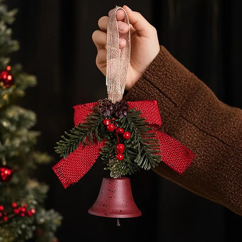 عيد الميلاد جرس القوس قلادة شجرة عيد الميلاد معلقة الديكور الرياح الرنين المنزل عيد الميلاد الديكور الصنوبر مخروط أجراس لوازم السنة الجديدة #5