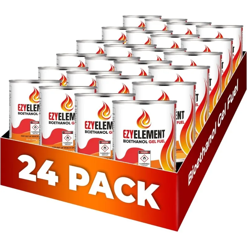 

US Shipping Gel Fuel for Indoor Outdoor Use Non Toxic Clean Burning Bioethanol Gel Real Flame Glow 24 Pack 13oz 368g