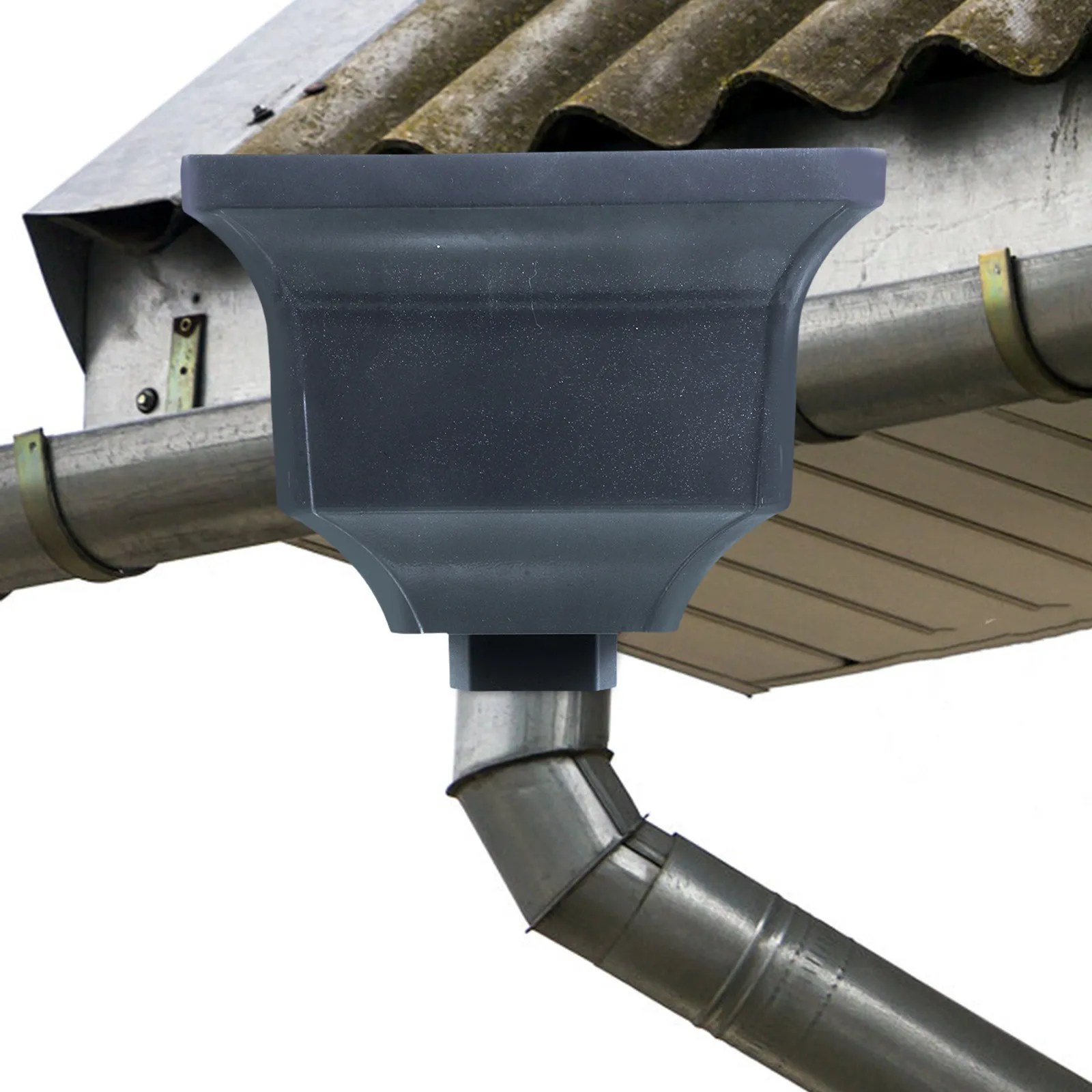 Aluminum Alloy Rainwater Collector Diverter Grey Arc Design Rain Gutter Downspout Adapter Downspout Splash